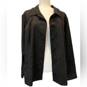 Croft & Barrow Blazer Jacket Women’s Black Floral Imprint Long Sleeve 2X